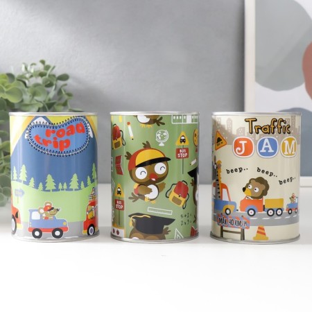 Piggy bank Metal Bank "Fun adventures" mix 7.5x7.5x10 cm