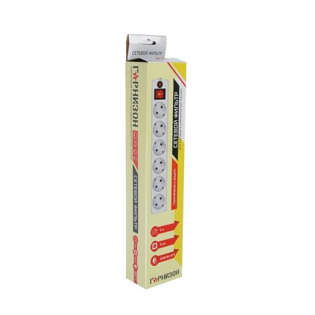 Network filter "Garrison", 6 outlets, 5 m, 10 a, 2200 watts, with salary, white-3