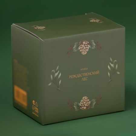 Porcelain share mug "Christmas evening", 330 ml, white color-2