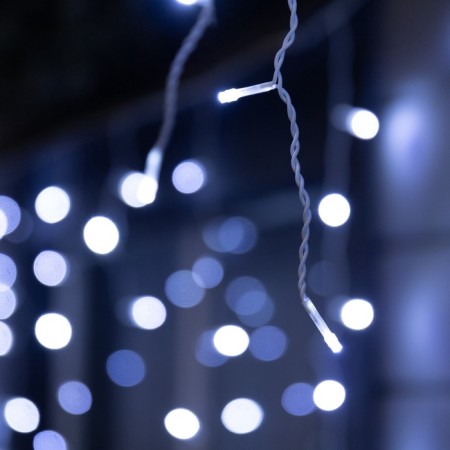 Garland "fringe" 6 × 0.7 m, IP44, UMS, white thread, 120 LED, white glow, flicker, 220 V-2