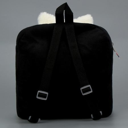 Baby plush backpack for the girl "cat", black color-4