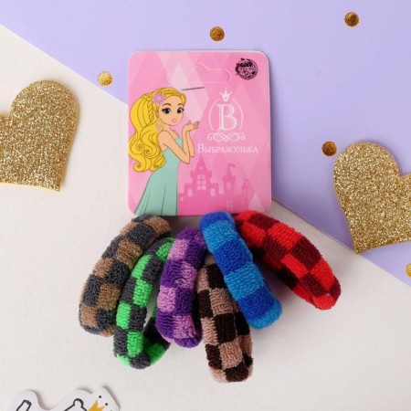 Hair gum "Tender" (set 6 pcs) squares, mix