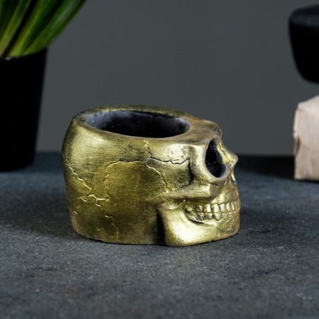 Skull "Skull Muerto" aged gold, 8x7x5cm-2