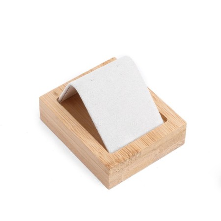 Earrings stand, wood, 1 pair, 5.8 × 6.8 cm, beige color-1