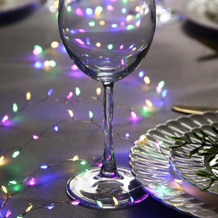 Garland "Mishura" 2 m Rosa, IP20, silver thread, 100 LED, glow of multi, USB-1