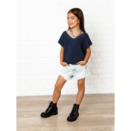 Vest for girl Knit, height 122 cm, blue color-12