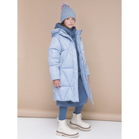 Coat for girls, height 122 cm, gray color-6