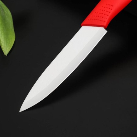 Knife ceramic shade "Simple", blade 10.5 cm, handle Soft Touch, red color red-2