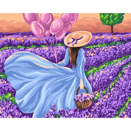 Picture on numbers on canvas with a subframe "Girl with balls", 40 x 50 cm-1
