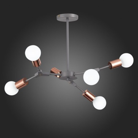 Ceiling EVOLUCE lamp. Sle106403-06. Palare. 6x60 watts, E27, 60x60x35.5 cm, gray color, pink gold-7