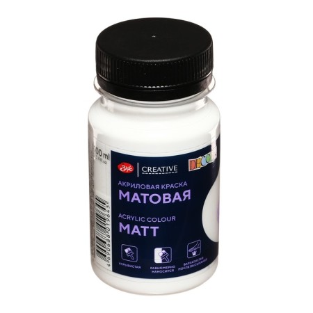 Acrylic matte paint 100 ml, ZHK Decola, White, 14327104-3