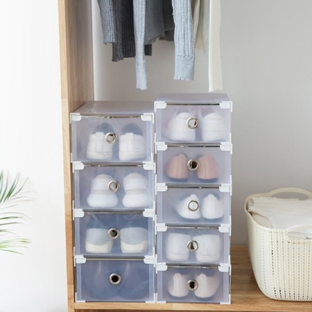 Shoe storage box Large Size sharing 21 × 33.5 × 12 cm, 3 pcs, white color-2