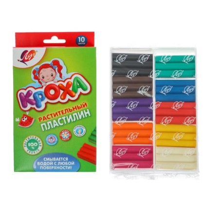 Plant -based plasticine, 10 colors, 160 g "Kroch", mix