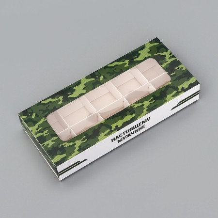 Folding box for 10 sweets "February 23", 9.8 x 22 x 3.5 cm. Confectionery packaging-1