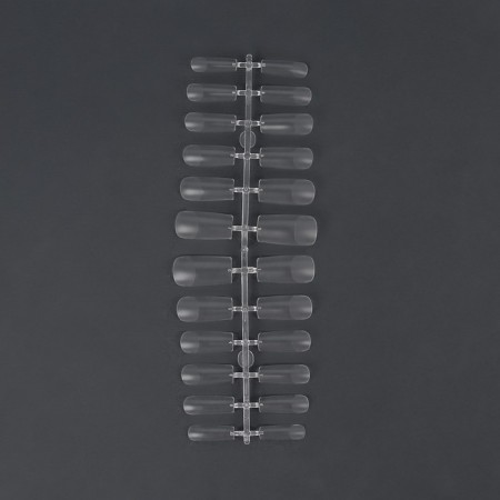 Gel tips for nail extension, 240 pcs, a soft square, full matte coating, in a container, color transparent color-3