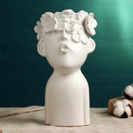 Kashpo - VAZ "Boy with a wreath" White, 28x12x14cm