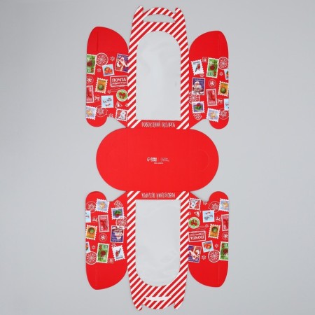 Folding box for a small cake "New Year's gift", 15 x 15 x 18 cm, New Year-6