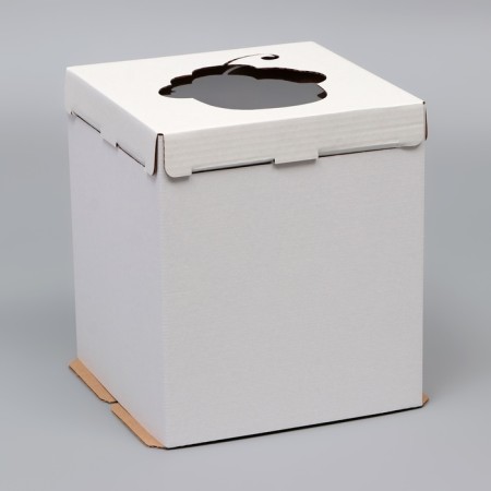 Box for a cake with a window, "cake", white, 26 x 26 x 30 cm