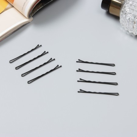 Invisibility for hair "Classic, with teeth" (set 40 pcs) 5 cm, wave, black-1