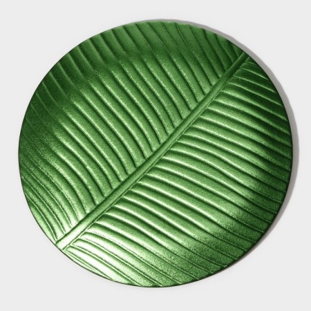 Glass plate Magistro "Paporotnik", 24.5 × 24.5 × 1.3 cm, green color-2