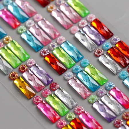 Stick plastic rhinestones "Rectangular crystals" mix 21.5x7 cm-6