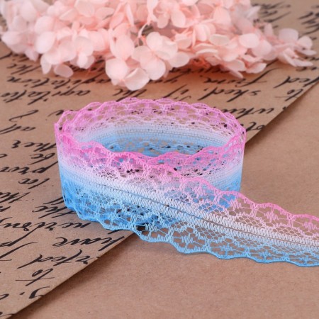 Capricon lace "gradient", 28 mm × 10 ± 1 m, pink/blue # 5