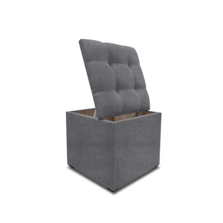 Puff with a lid and weighting, 400 × 400 × 420 mm, Savana plus matting, Ash color-2