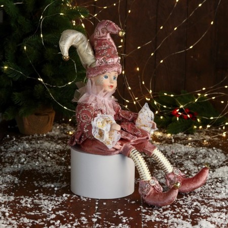 New Year's Jester "In an elegant suit" Music moves his head, 46 cm, lilac-1