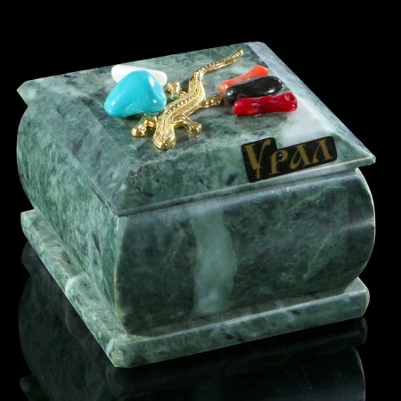 Casket "Ural", a coil, with a decorative stone, 6.5x6.5x5.5 cm