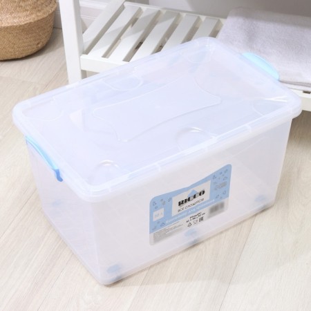 Storage container with a lid Ricco, 50 l, 61 × 39 × 32 cm, on wheels, color transparent color-6