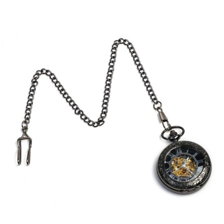 Pocket clock "Skeleton" mechanical, 5.5 x 4.5 cm, D dial-4 cm-3