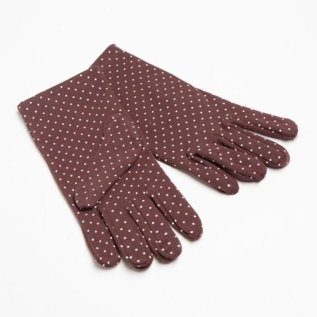 Women's gloves minku in peas, 22 cm, col. brown-1