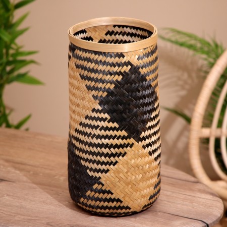 Basket with a covered lid, from bamboo 20x20x42 cm-1