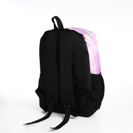 A backpack with a zipper, 3 outer pockets, lilac color-3