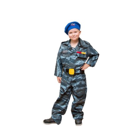 Carnival costume "Troops", beret, overalls, belt, 8-10 years old, height 140-152 cm