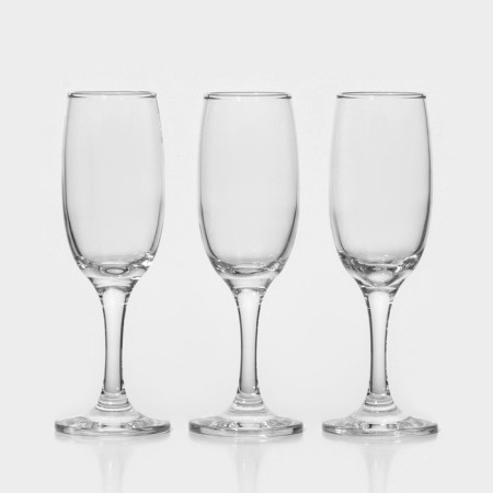 A set of glass glasses for champagne Bistro, 190 ml, 3 pcs