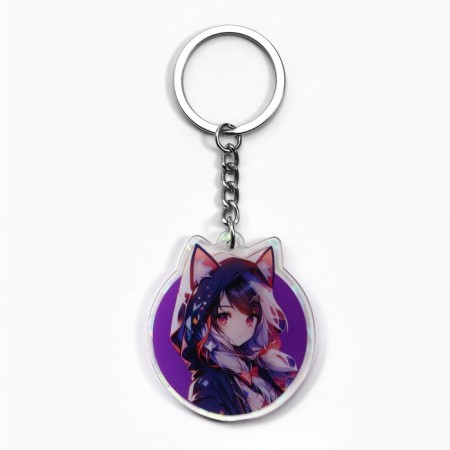 Key keychain holographic "cat", 5 x 4.5 cm-3