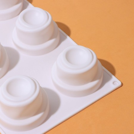 Form for mousse desserts and baking of the “pyramid”, 30 × 17.5 × 4.5 cm, 6 cells (D = 6.5 cm), white color-3