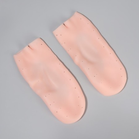 Socks for pedicure, silicone, with perforation, with a separator, 17 × 7 cm, beige color-5