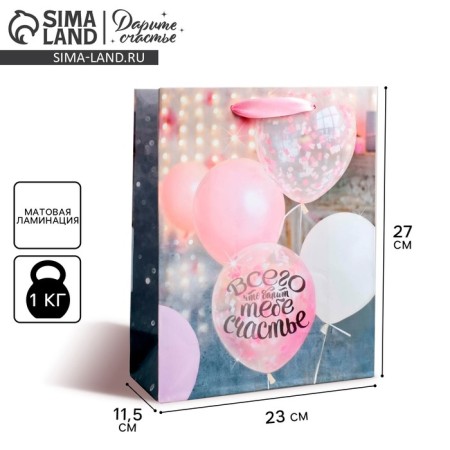 Package Gift Laminated Vertical, packaging, “Happiness to you!”, Ml 23 x 27 x 11.5 cm