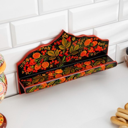 Set "Berry", 6 items: 2 boards, 3 banks, shelf 30 cm, Khokhloma-2