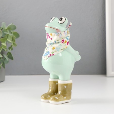 Souvenir Ceramics "Frog in rubber boots, with a scarf" 8.4x6x16.3 cm-1