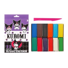 Пластилин 12 цветов 240 г Kuromi, пластиковая стека, в картонной упаковке с европодвесом