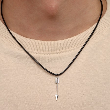 Unisex “arrow”, color black silver on a black lace, 44.5 cm-1