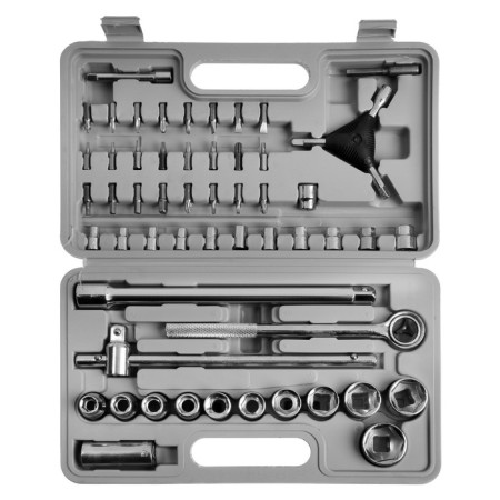 Набор инструментов в кейсе ТУНДРА, автомобильный, 1/2" и 1/4", 54 предмета-1