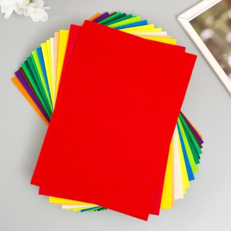 A set of soft felt "Astra" (16 pcs) Assorted, 3 mm, 400 gr. 20x30 cm