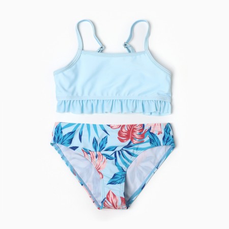 Separate swimsuit for girls, blue color, height 104-110 cm