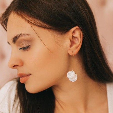 Earrings Assorted "Wind" butterfly, white color in gold-2