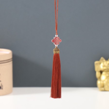 Textile suspension, plastic "Knot of happiness and infinity" Chocolate 0.7x1x9.5 cm