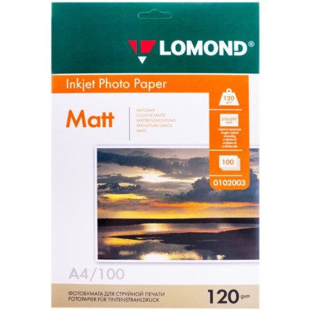 Photo paper for jet print A4, 100 sheets Lomond, 120 g/m2, one -sided, matte